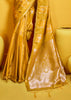 Golden Yellow Woven Banarasi Satin Silk Saree