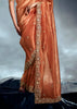 Apricot Orange Designer Silk Saree