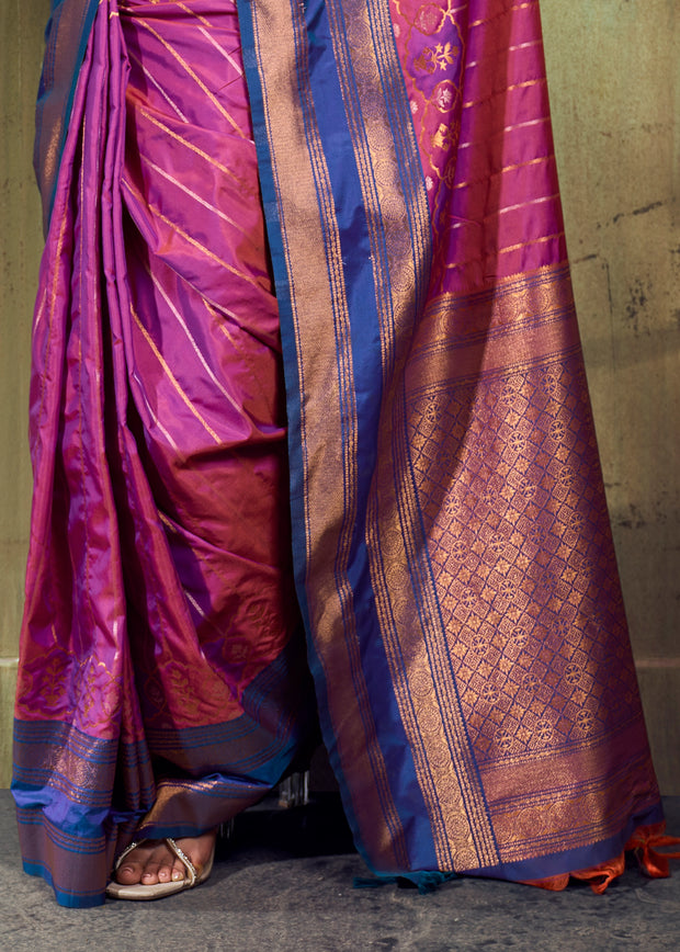 Orchid Purple Woven Banarasi Silk Saree