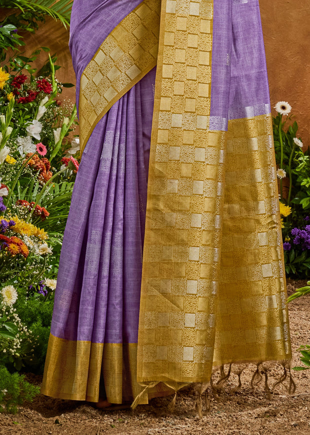 Lavender Purple Woven Cotton Silk Saree
