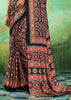 Black And Red Printed Satin Silk Saree