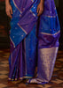 Victoria Blue Rangkat Satin Silk Saree