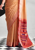Orange Woven Linen Cotton Silk Saree