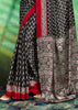 Black Printed Satin Silk Saree
