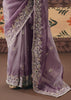 Mauve Purple Embroidered Designer Saree