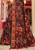Coffee Brown Floral Printed Soft Silk Saree