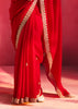 Bridal Red Embroidered Soft Silk Saree With Contrast Blouse
