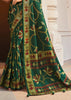 Jungle Green Floral Printed Soft Silk Saree
