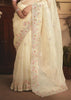 Pearl White Tissue Organza Designer Saree