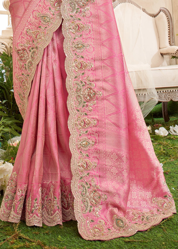 Blush Pink Embroidered Designer Saree