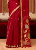 Cherry Red Woven Cotton Silk Saree