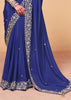Ultramarine Blue Embroidered Designer Tissue Saree