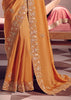 Saffron Orange Embroidered Tissue Designer Saree