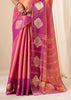Peach Pink Woven Tissue Silk Saree