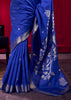 Indigo Blue Banarasi Satin Linen Silk Saree