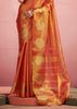 Sunset Orange Woven Tissue Silk Saree