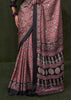 Black And Red Printed Satin Crepe Silk Saree