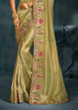 Mehandi Green Embroidered Designer Tissue Saree