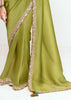 Kiwi Green Designer Embroidered Tissue Saree