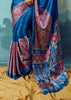 Swedish Blue Printed Satin Silk Saree