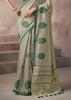 “Exclusive Offer” : Sage Green Woven Cotton Silk Saree