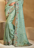 Mint Green Embroidered Kanjivaram Silk Saree
