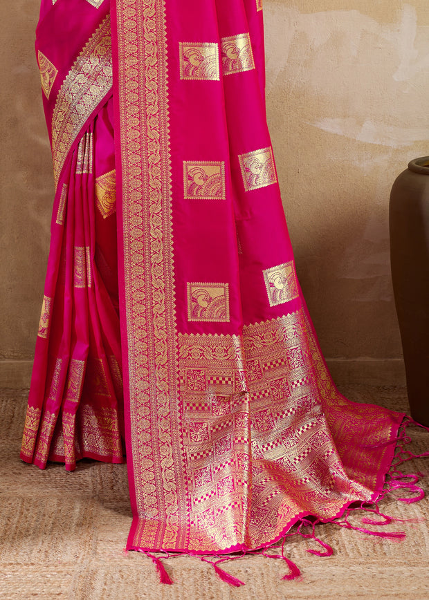 Princess Pink Woven Banarasi Silk Saree