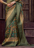 Olive Green Floral Printed Soft Silk Saree