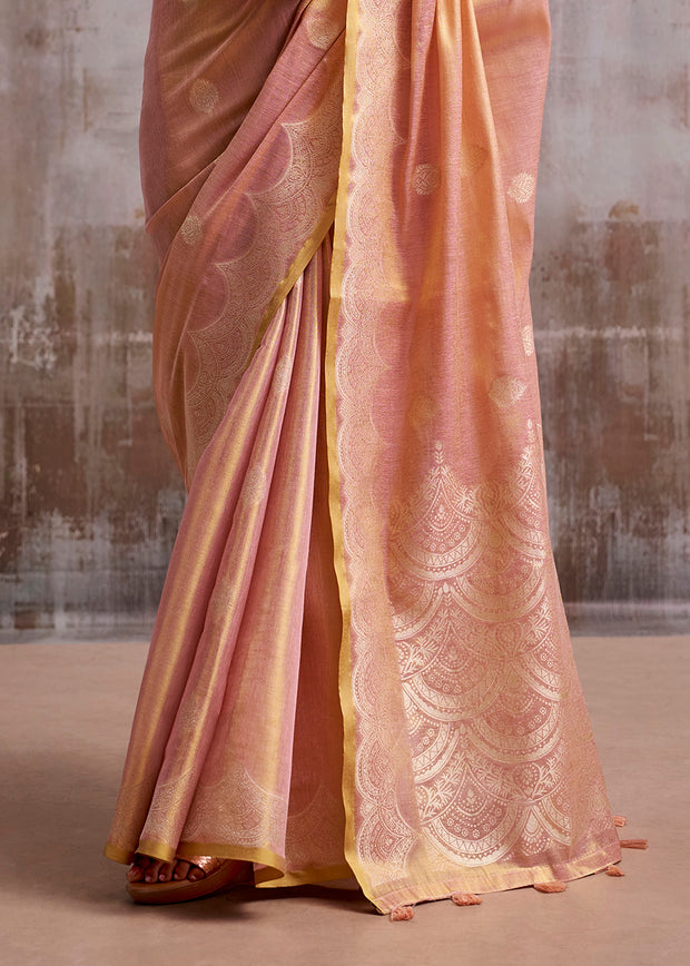 Delight Pink Woven Tissue Silk Saree