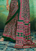 Green And Pink Printed Satin Silk Saree
