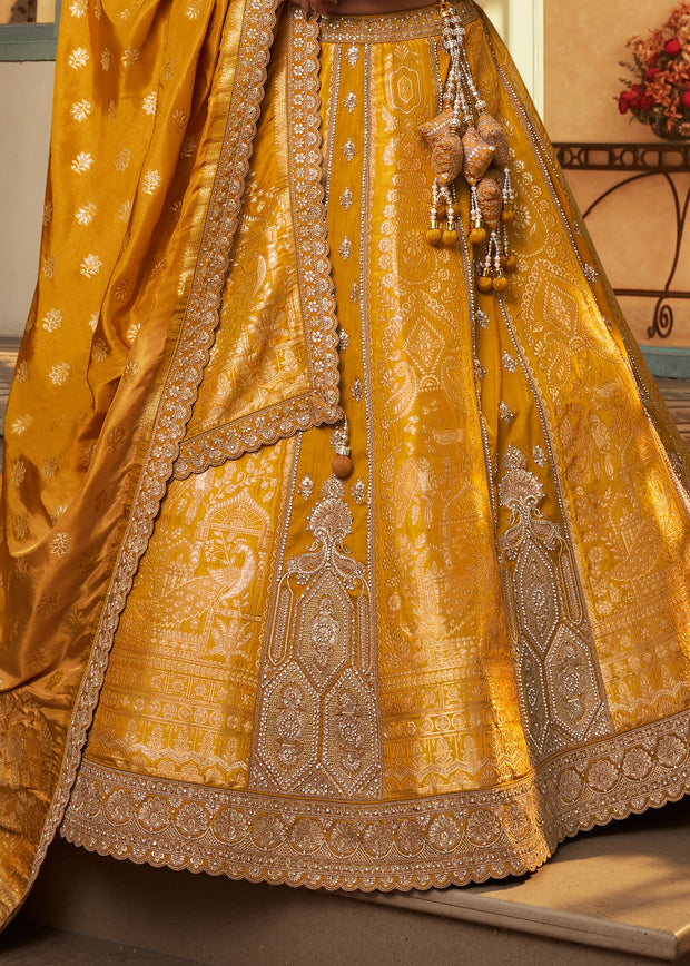 Festive Yellow Banarasi Designer Lehenga