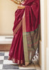 “Exclusive Offer” :Crimson Red Woven Banarasi Tussar Silk Saree