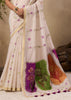 Pearl White Woven Cotton Silk Saree