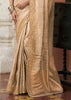 Golden Beige Bead Work Kanjivaram Soft Silk Saree