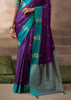 “Exclusive Offer” : Purple Woven Banarasi Satin Silk Saree