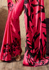 Hot Pink Printed Satin Silk Saree