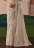 Sand Beige Embroidered Designer Silk Saree