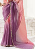 Purple And Pink Designer Organza Tissue Silk Saree
