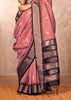 Mauve Pink Woven Banarasi Silk Saree With Contrast Border