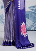 Purple Printed Satin Silk Saree