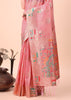 Pastel Pink Woven Linen Cotton Silk Saree