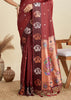 Deep Maroon Woven Bronze Zari Paithani Silk Saree