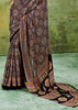 Black Printed Satin Silk Saree