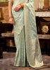 Dusky Green Woven Banarasi Sain Silk Saree