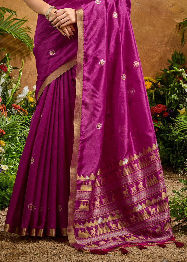 Royal Magenta Woven Banarasi Silk Saree