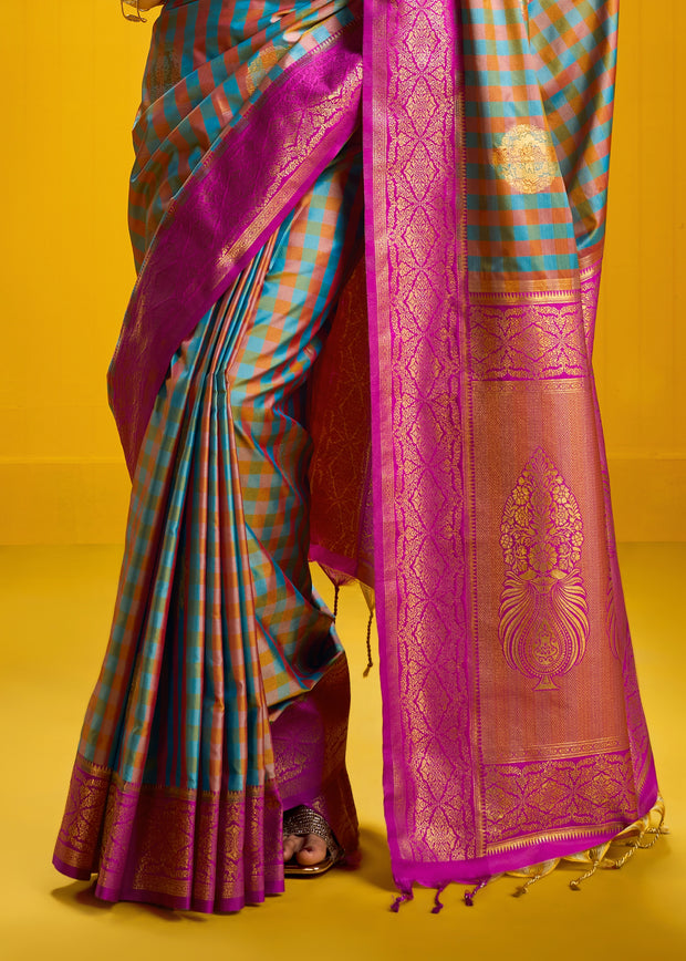 Teal Green Banarasi Silk Saree