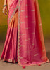 Saffron Pink Designer Embroidered Saree