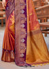 Orange And Purple Dual Tone Woven Banarasi Silk Saree