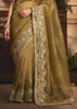 Bronze Green Tissue Organza Designer Saree