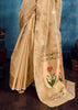Golden Beige Woven Paithani Tissue Silk Saree